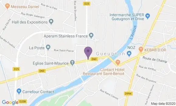 Localisation BNP Paribas Agence de Gueugnon