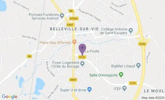 Localisation Banque Postale Agence de Belleville sur Vie